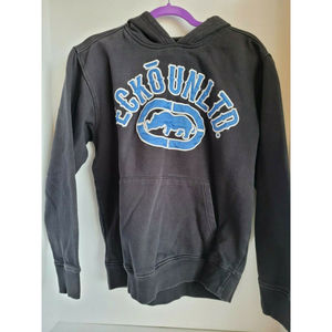 Ecko Unltd Mens Size L Black Embroidered Long Sleeve Hoodie Sweatshirt